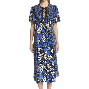 Walter Baker floral ruffle maxi dress Size 10 Elie starry night Flowy Bohemian